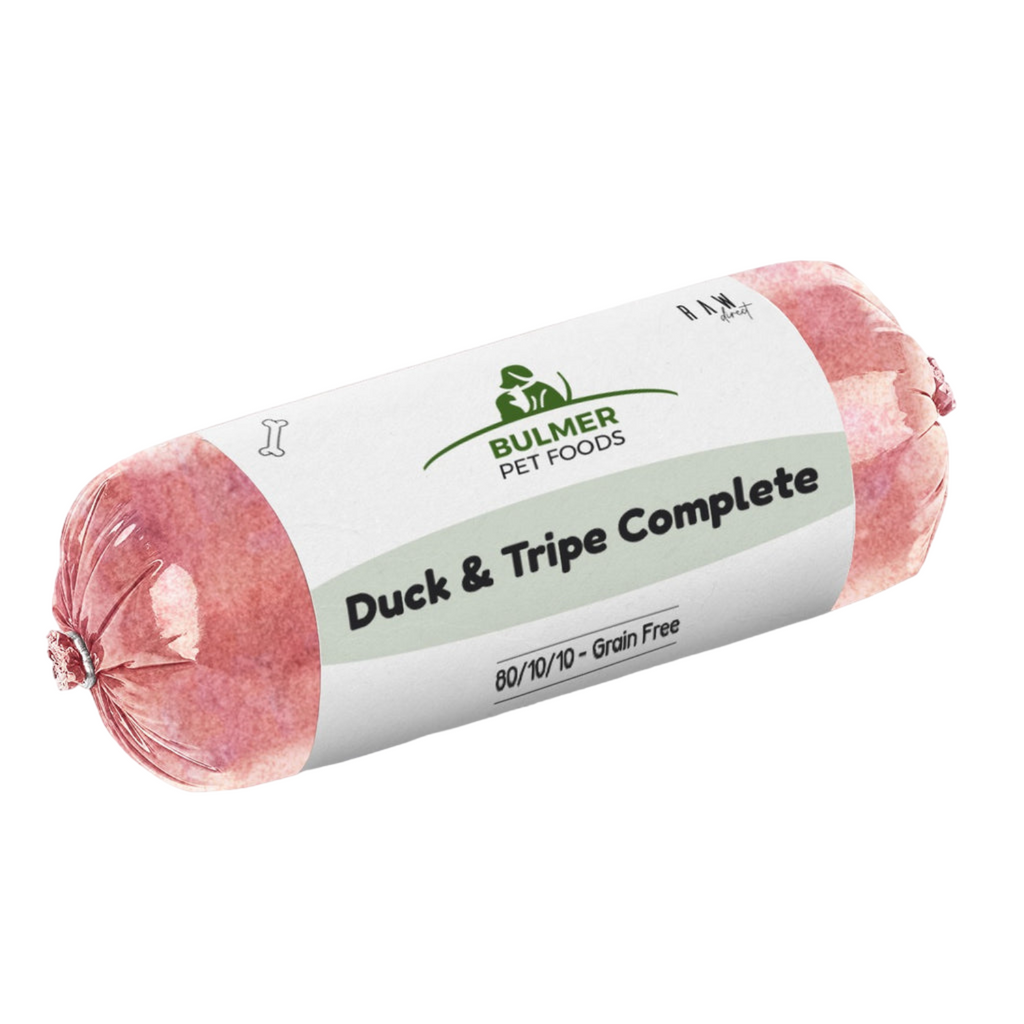 BULMER COMPLETE Duck & Tripe Complete dog food 454g pack, featuring a balanced blend of nutritious ingredients for healthy canine diets.