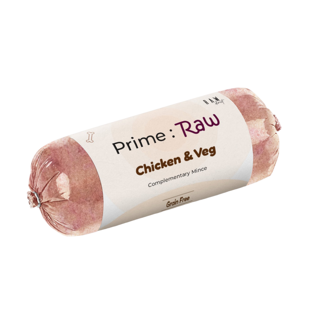 PRIME RAW Chicken & Veg 454g dog food – nutritious raw chicken and vegetable meal for dogs






